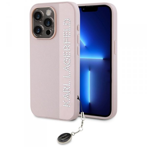 Karl Lagerfeld KLHCP15XPSAKDGCP iPhone 15 Pro Max 6.7&quot; różowy/pink hardcase Saffiano Rhinestones & Charm