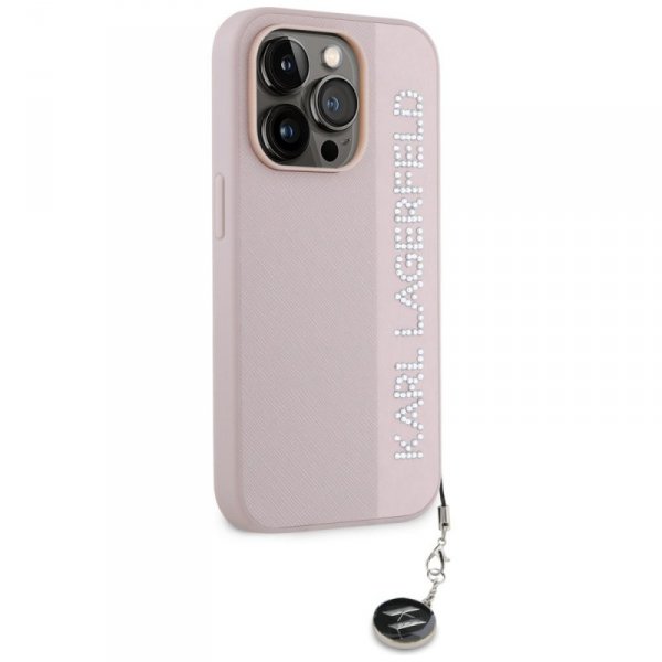 Karl Lagerfeld KLHCP15XPSAKDGCP iPhone 15 Pro Max 6.7&quot; różowy/pink hardcase Saffiano Rhinestones & Charm