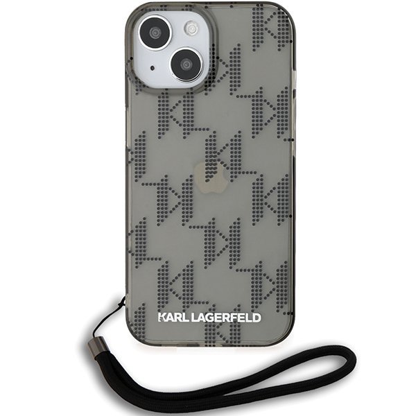 Karl Lagerfeld KLHCP15SHKDPNSK iPhone 15 / 14 / 13 6.1&quot; czarny/black hardcase IML Mono KL Pattern & Cord