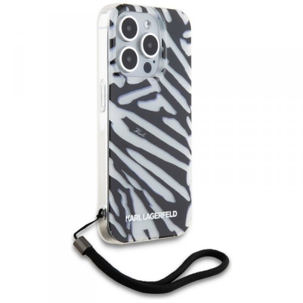 Karl Lagerfeld KLHCP15LHZBPKCCK iPhone 15 Pro 6.1&quot; czarny/black hardcase IML Zebra Pattern & Cord