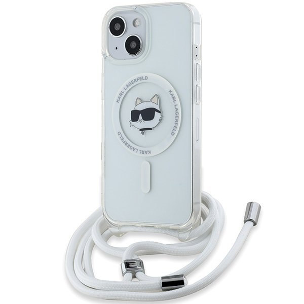 Karl Lagerfeld KLHMP13MHCCHNT iPhone 13 / 14 / 15 6.1&quot; hardcase transparent IML Choupette Head & Cord Magsafe
