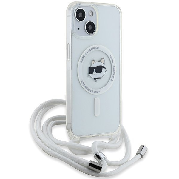 Karl Lagerfeld KLHMP13MHCCHNT iPhone 13 / 14 / 15 6.1&quot; hardcase transparent IML Choupette Head & Cord Magsafe
