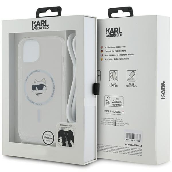 Karl Lagerfeld KLHMP13MHCCHNT iPhone 13 / 14 / 15 6.1&quot; hardcase transparent IML Choupette Head & Cord Magsafe