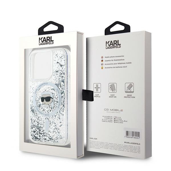Karl Lagerfeld KLHMP15LLGKISGH iPhone15 Pro 6.1&quot; hardcase transparent Liquid Glitter Karl Head Magsafe