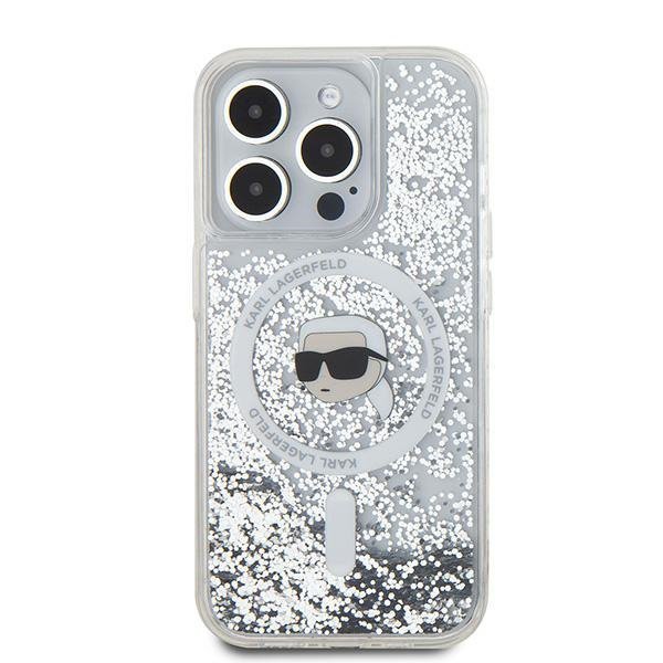 Karl Lagerfeld KLHMP15XLGKISGH iPhone15 Pro Max 6.7&quot; hardcase transparent Liquid Glitter Karl Head Magsafe
