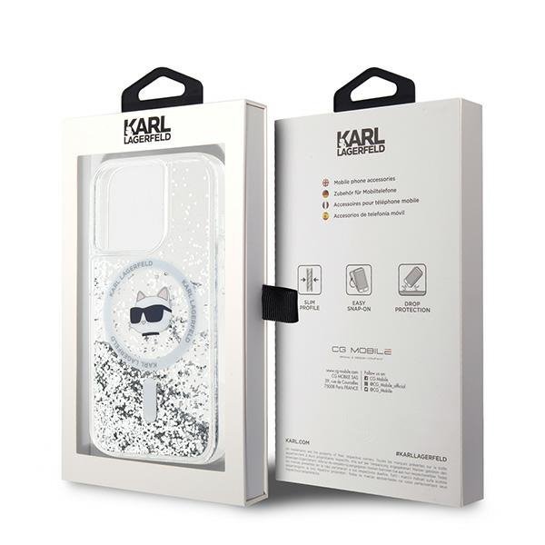 Karl Lagerfeld KLHMP14XLGCHSGH iPhone 14 Pro Max 6.7&quot; hardcase transparent Liquid Glitter Choupette Head Magsafe