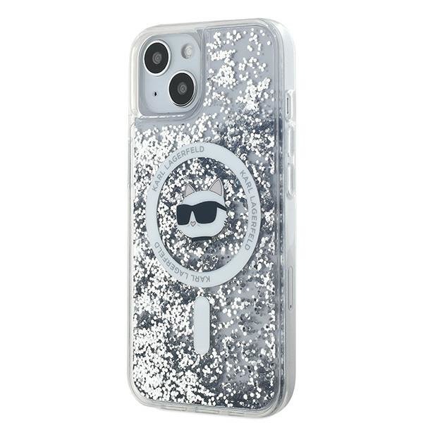Karl Lagerfeld KLHMP15SLGCHSGH iPhone 15 / 14 / 13 6.1&quot; hardcase transparent Liquid Glitter Choupette Head Magsafe