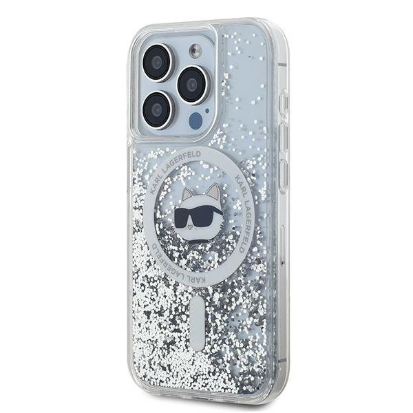 Karl Lagerfeld KLHMP15LLGCHSGH iPhone 15 Pro 6.1&quot; hardcase transparent Liquid Glitter Choupette Head Magsafe