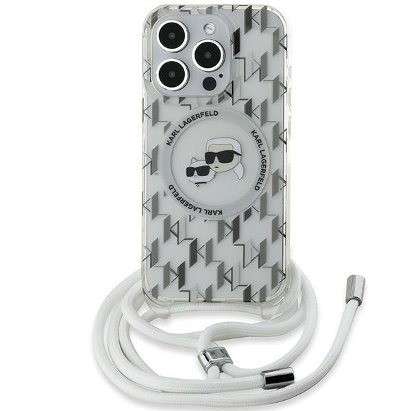 Karl Lagerfeld KLHMP15XHCKCKLCT iPhone15 Pro Max 6.7&quot; transparent hardcase IML Crossbody Monogram Karl & Choupette Head Mag