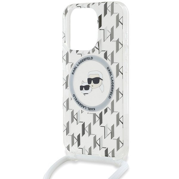 Karl Lagerfeld KLHMP15XHCKCKLCT iPhone15 Pro Max 6.7&quot; transparent hardcase IML Crossbody Monogram Karl & Choupette Head Mag