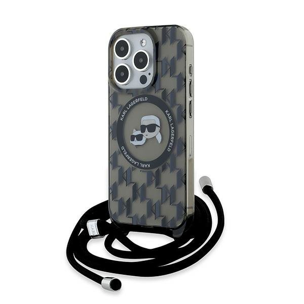 Karl Lagerfeld KLHMP15LHCKCKLCK iPhone 15 Pro 6.1" czarny/black hardcase IML Crossbody Monogram Karl & Choupette Head MagSa
