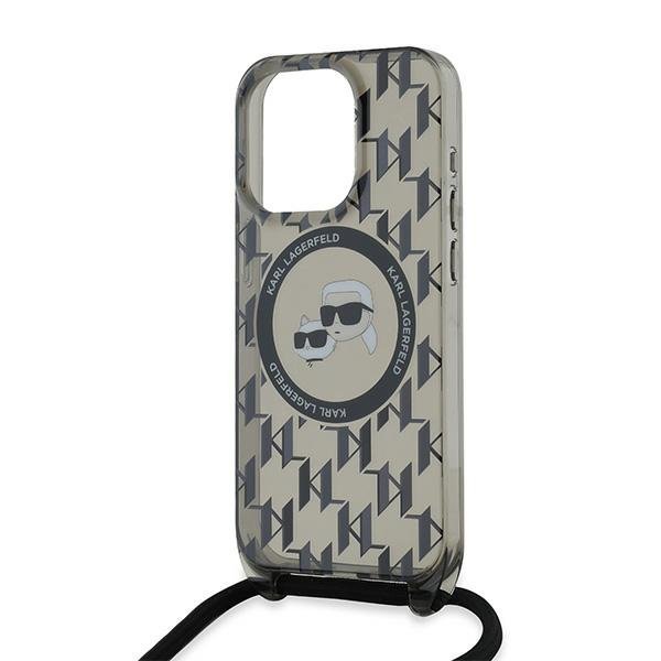 Karl Lagerfeld KLHMP15LHCKCKLCK iPhone 15 Pro 6.1" czarny/black hardcase IML Crossbody Monogram Karl & Choupette Head MagSa