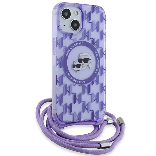 Karl Lagerfeld KLHMP15SHCKCKLCU iPhone 15 / 14 / 13 6.1&quot; fioletowy/purple hardcase IML Crossbody Monogram Karl & Choupette 