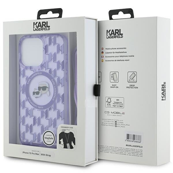 Karl Lagerfeld KLHMP15LHCKCKLCU iPhone 15 Pro 6.1&quot; fioletowy/purple hardcase IML Crossbody Monogram Karl & Choupette Head M