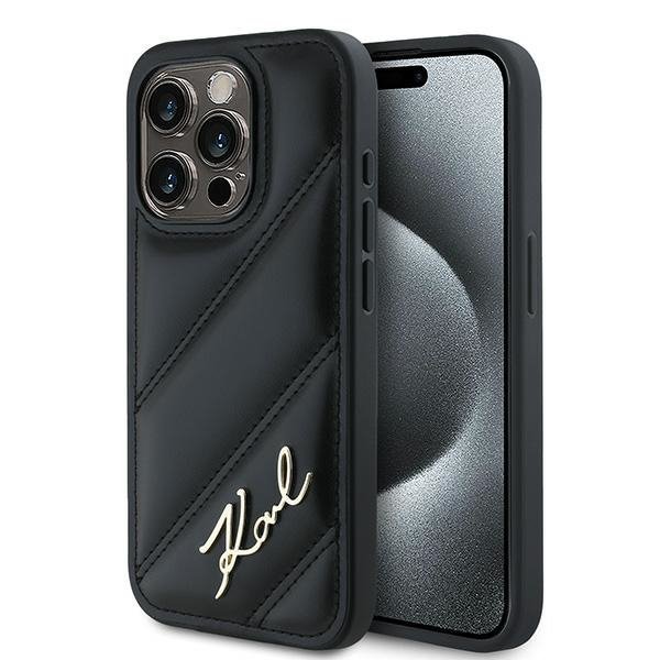 Karl Lagerfeld KLHCP14LPQDSMGK iPhone 14 Pro 6.1&quot; czarny/black hardcase Diagonal Quilted Script