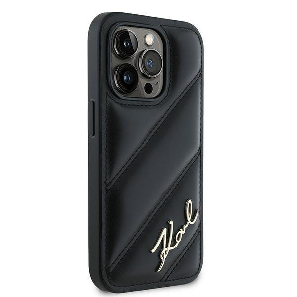 Karl Lagerfeld KLHCP14LPQDSMGK iPhone 14 Pro 6.1&quot; czarny/black hardcase Diagonal Quilted Script