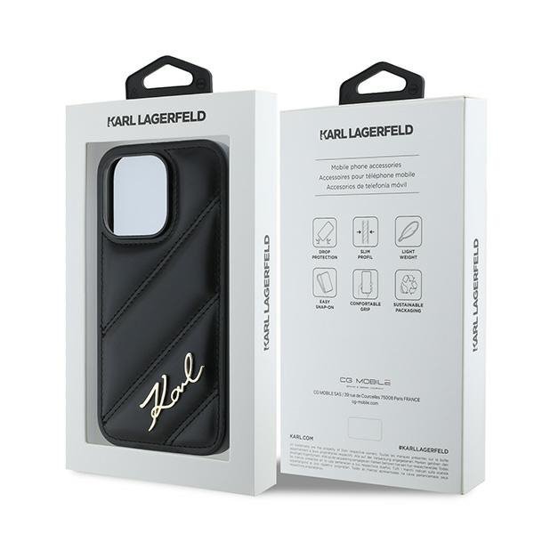 Karl Lagerfeld KLHCP14LPQDSMGK iPhone 14 Pro 6.1&quot; czarny/black hardcase Diagonal Quilted Script