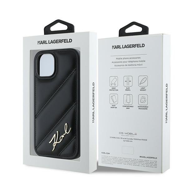 Karl Lagerfeld KLHCP15MPQDSMGK iPhone 15 Plus / 14 Plus 6.7&quot; czarny/black hardcase Diagonal Quilted Script