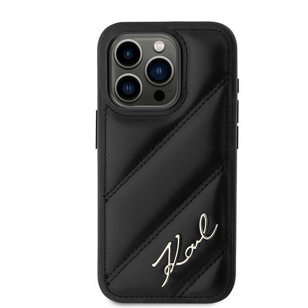 Karl Lagerfeld KLHCP15LPQDSMGK iPhone 15 Pro 6.1&quot; czarny/black hardcase Diagonal Quilted Script