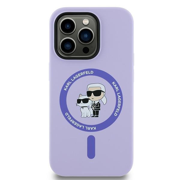 Karl Lagerfeld KLHMP14LSCMKCRHU iPhone 14 Pro 6.1&quot; fioletowy/purple hardcase Silicone Karl&Choupette Heads Ring MagSafe