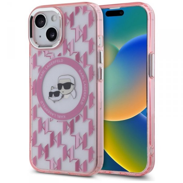 Karl Lagerfeld KLHMP15MHMCKMHP iPhone 15Plus 6.7&quot; różowy/pink IML Monogram Karl&Choupette Head MagSafe