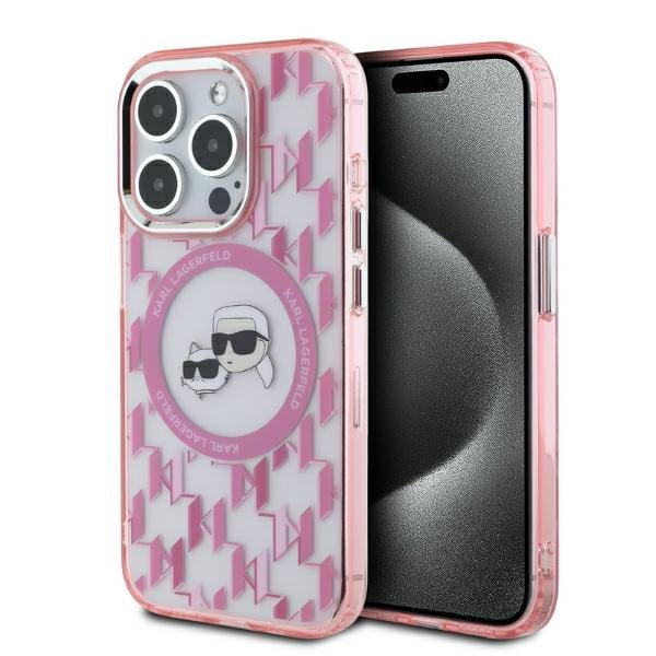 Karl Lagerfeld KLHMP15XHMCKMHP iPhone 15Pro Max 6.7&quot; różowy/pink IML Monogram Karl&Choupette Head MagSafe
