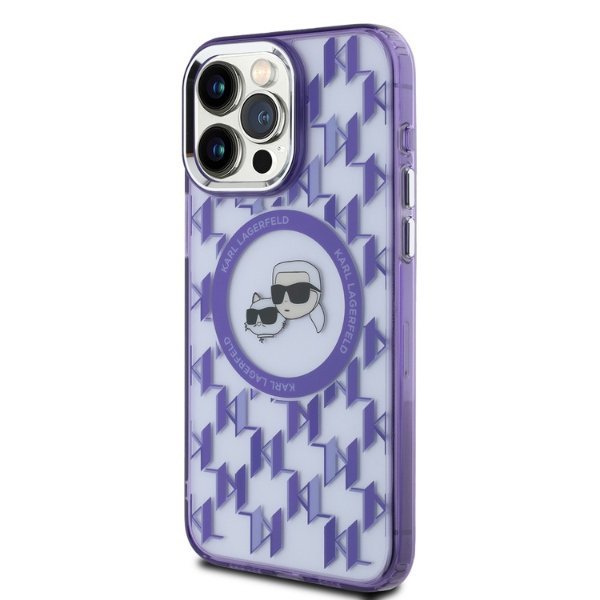 Karl Lagerfeld KLHMP15XHMCKMHU iPhone 15Pro Max 6.7&quot; fioletowy/purple IML Monogram Karl&Choupette Head MagSafe