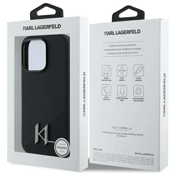 Karl Lagerfeld KLHMP16LSCMKMPCK iPhone 16 Pro 6.3&quot; czarny/black hardcase Silicone Shadow Metal Initial MagSafe