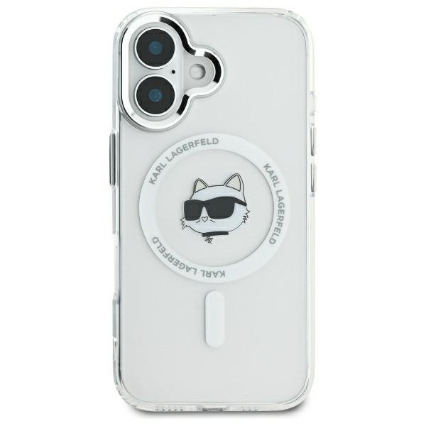 Karl Lagerfeld KLHMP16SHLSCHH iPhone 16 6.1&quot; biały/white hardcase IML Metal Choupette Head MagSafe