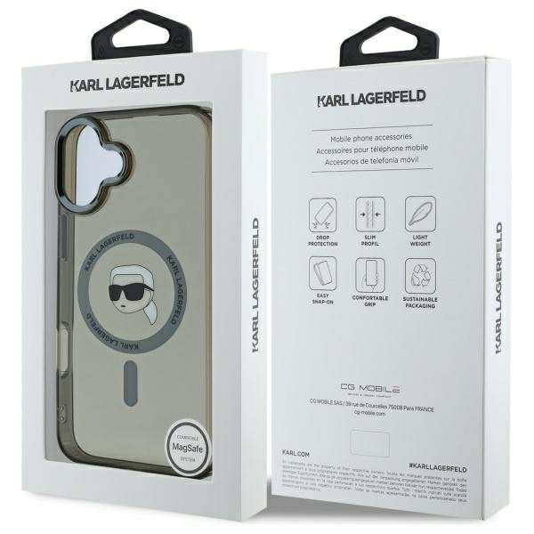 Karl Lagerfeld KLHMP16MHLSKIK iPhone16 Plus 6.7&quot; czarny/black hardcase IML Metal Karl Head MagSafe