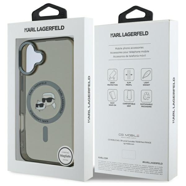 Karl Lagerfeld KLHMP16MHLSKCK iPhone Plus 6.7" czarny/black hardcase IML Metal Karl&Choupette Head MagSafe