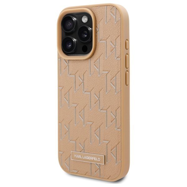 Karl Lagerfeld KLHMP16LPKHPORPE iPhone16 Pro 6.3&quot; hardcase beżowy/beige Leather Monogram Metal Logo MagSafe