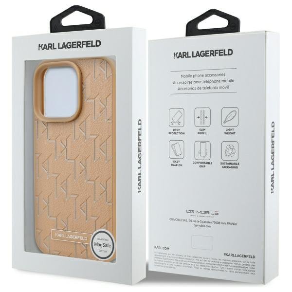 Karl Lagerfeld KLHMP16LPKHPORPE iPhone16 Pro 6.3&quot; hardcase beżowy/beige Leather Monogram Metal Logo MagSafe