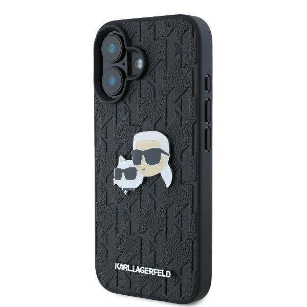 Karl Lagerfeld KLHCP16SPGKLKCPK iPhone16 6.1&quot; czarny/black hardcase Monogram Karl&Chaoupette Head Pin