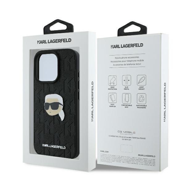 Karl Lagerfeld KLHCP16LPGKLKIPK iPhone16 Pro 6.3&quot; czarny/black hardcase Monogram Karl Head Pin