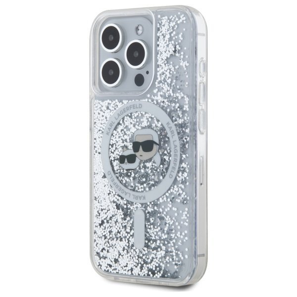 Karl Lagerfeld KLHMP15XLGKCSGH iPhone15 Pro Max 6.7&quot; hardcase transparent Liquid Glitter Karl&Choupette Head Magsafe
