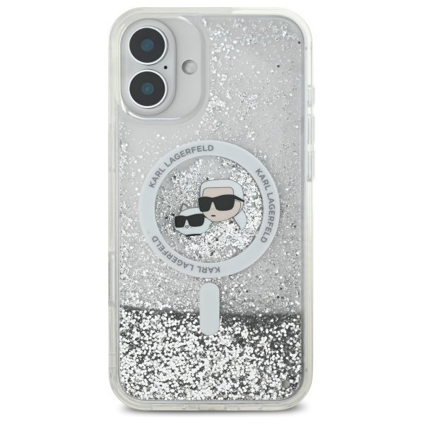 Karl Lagerfeld KLHMP16MLGKCSGH iPhone16 Plus 6.7&quot; hardcase transparent Liquid Glitter Karl&Choupette Head Magsafe
