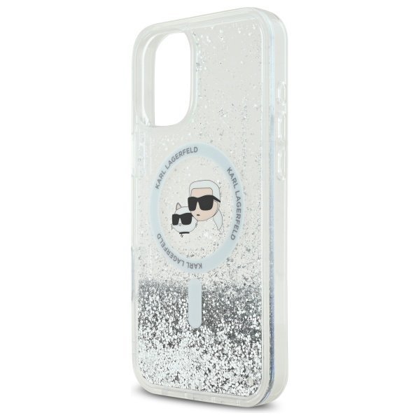 Karl Lagerfeld KLHMP16MLGKCSGH iPhone16 Plus 6.7&quot; hardcase transparent Liquid Glitter Karl&Choupette Head Magsafe