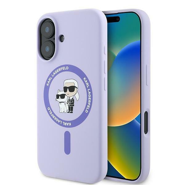 Karl Lagerfeld KLHMP16SSCMKCRHU iPhone16 6.1&quot; fioletowy/purple hardcase Silicone Karl&Choupette Ring MagSafe