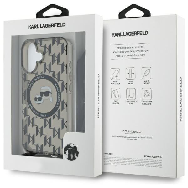 Karl Lagerfeld KLHMP16SHCKCKLCK iPhone   16 6.1&quot; czarny/black hardcase IML Crossbody Monogram Karl & Choupette Head MagSafe