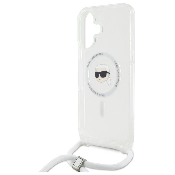 Karl Lagerfeld KLHMP16SHCKHNT iPhone 16  6.1&quot; hardcase transparent Crossbody IML Karl Head Magsafe