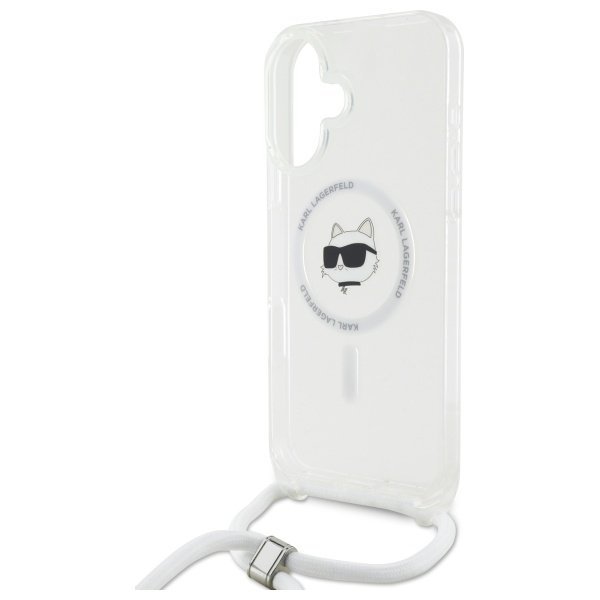 Karl Lagerfeld KLHMP16SHCCHNT iPhone 16  6.1&quot; hardcase transparent IML Choupette Head & Cord Magsafe