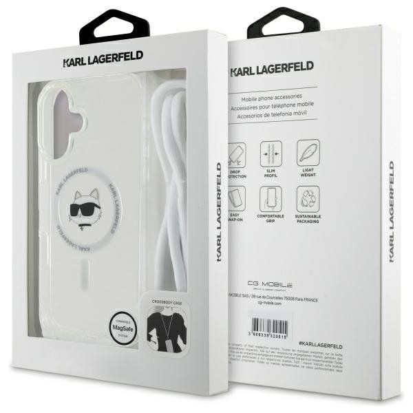 Karl Lagerfeld KLHMP16SHCCHNT iPhone 16  6.1&quot; hardcase transparent IML Choupette Head & Cord Magsafe