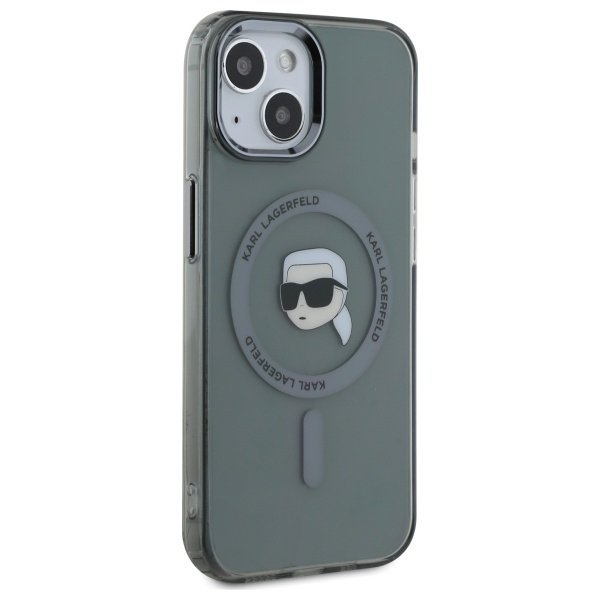 Karl Lagerfeld KLHMP15SHLSKIK iPhone 15  6.1&quot; czarny/black hardcase IML Metal Karl Head MagSafe