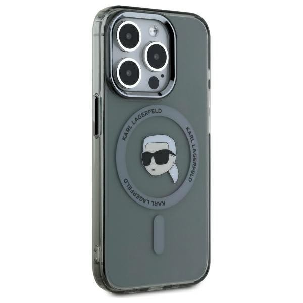 Karl Lagerfeld KLHMP15LHLSKIK iPhone 15  Pro 6.1&quot; czarny/black hardcase IML Metal Karl Head MagSafe