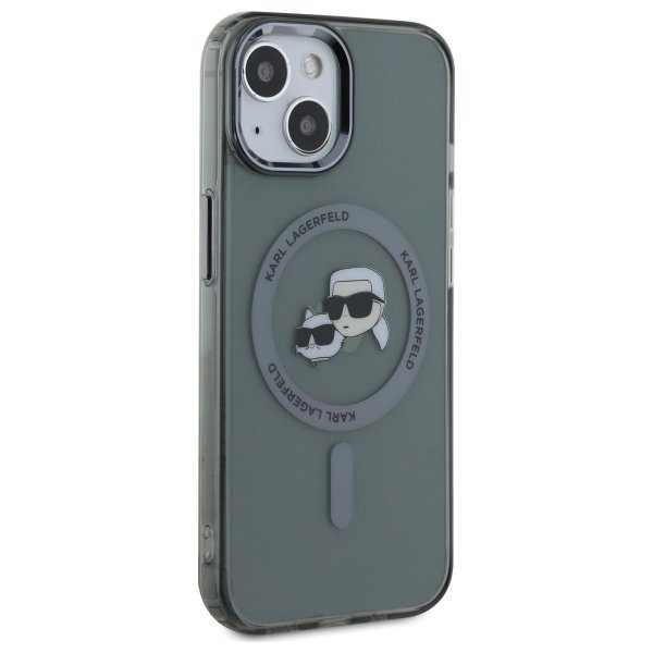 Karl Lagerfeld KLHMP15SHLSKCK iPhone 15  6.1&quot; czarny/black hardcase IML Metal Karl&Choupette Head MagSafe