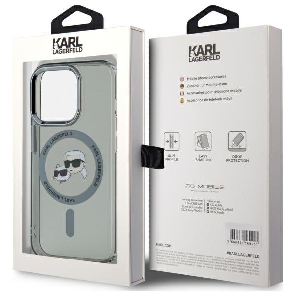 Karl Lagerfeld KLHMP15LHLSKCK iPhone 15  Pro 6.1&quot; czarny/black hardcase IML Metal Karl&Choupette Head MagSafe