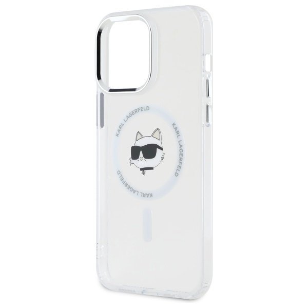 Karl Lagerfeld KLHMP14XHLSCHH iPhone 14  Pro Max 6.7&quot; biały/white hardcase IML Metal Choupette Head MagSafe