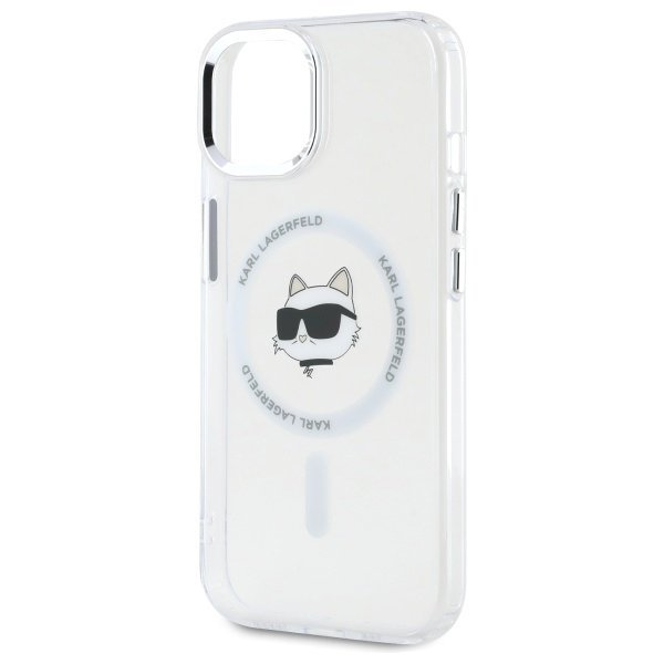 Karl Lagerfeld KLHMP15SHLSCHH iPhone 15  6.1&quot; biały/white hardcase IML Metal Choupette Head MagSafe