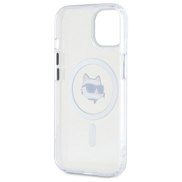 Karl Lagerfeld KLHMP15SHLSCHH iPhone 15  6.1&quot; biały/white hardcase IML Metal Choupette Head MagSafe